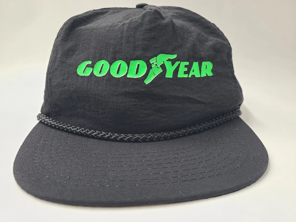 Gorra ajustable vintage Goodyear Tires cuerda coche carreras hombres mujeres negro verde Foto 2 de 4