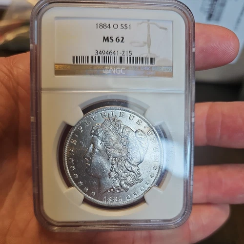 1884-O MORGAN SILVER DOLLAR NGC MS62 BLAST WHITE GREAT DETAIL BU COIN