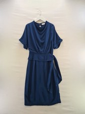 Reiss Dress Size 10 Blue Lola Midi Belt Chic Classy Formal Occasion Office Work