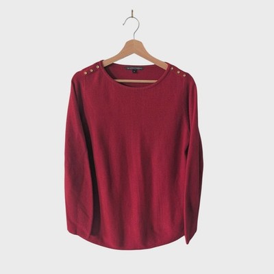 Bonmarche Love Knitwear Red Jumper Button Detail Size Uk 14