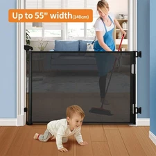 Retractable Baby Gate – 33" Tall, Extends Up to 55", Mesh Baby/Dog Safety Gate