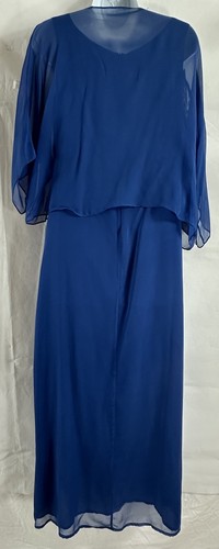 Robbie Bee 90s Size 10 100% Silk 2 Piece Embellished Maxi Dress + Sheer Open Top - Picture 6 of 23