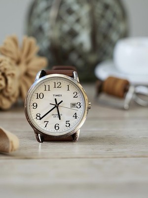 Timex Indiglo wristwatch with brown leather band