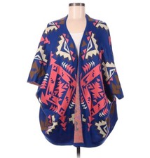 Flying Tomato Western Draped Kimono Cardigan Short Sleeve Multicolor Blue S/M