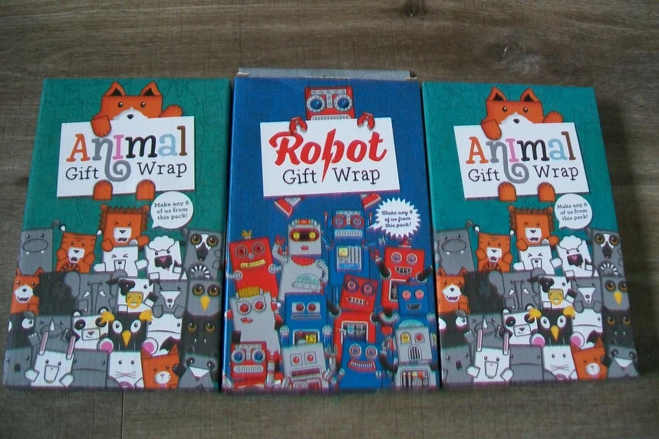 Luckies-set of 3 boxes of Animal,Robot Gift Wrap.Slightly used. - Image 2 of 4