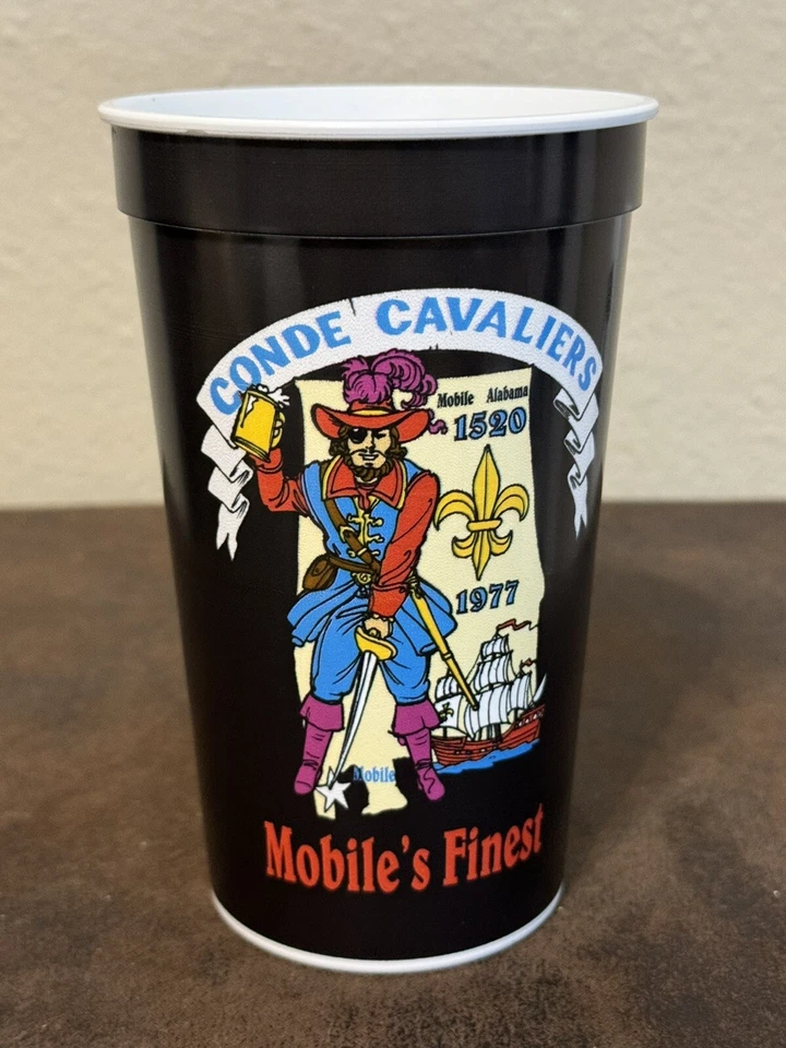 Conde Cavaliers AL Est. 1977 Mobil’s Finest Pirate Parade Black Plastic Cup - Image 3 of 4