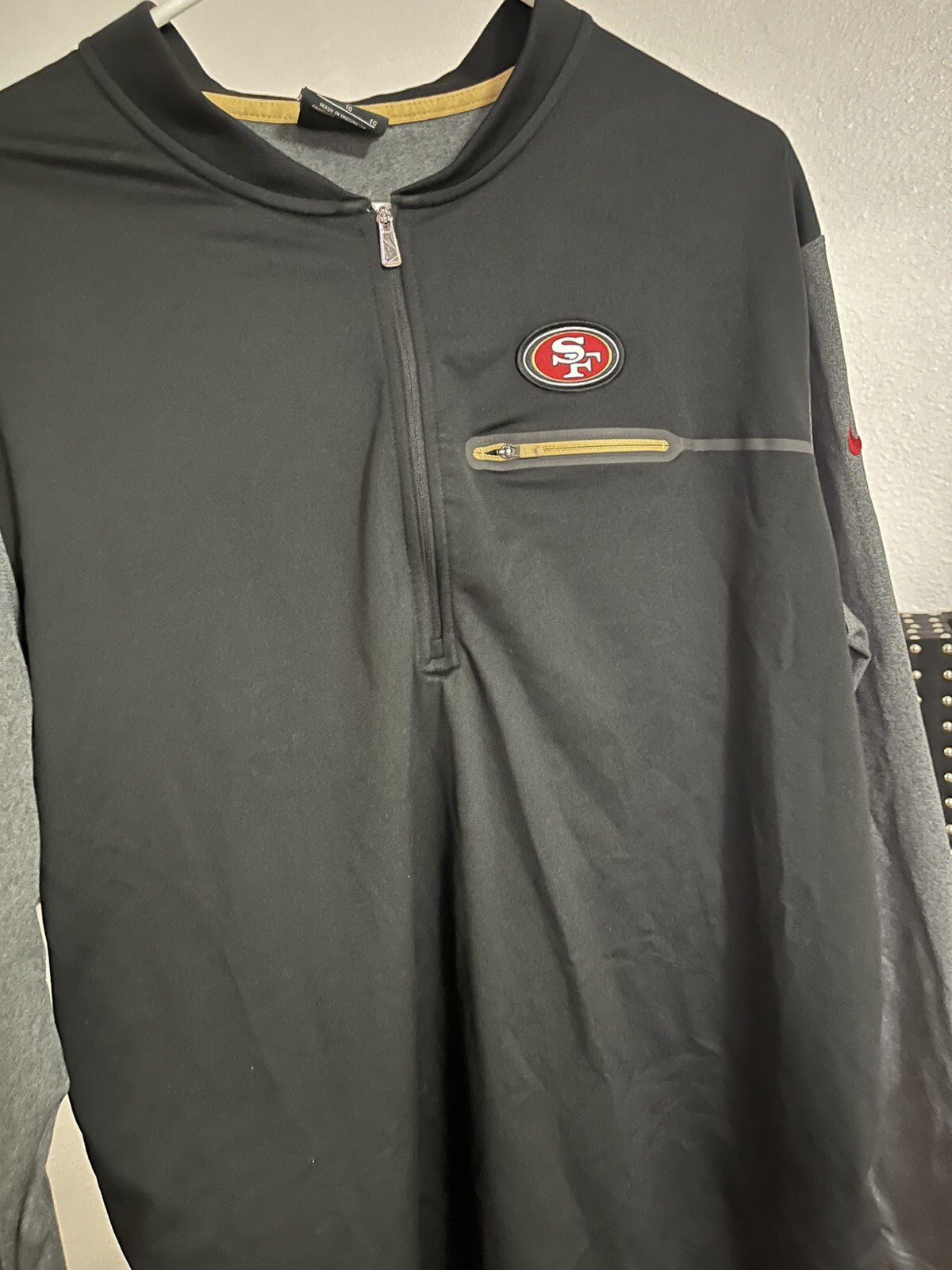 San Francisco 49ers Nike On-Field 1/4 Zip Dri Fit Pullover Jacket Mens Large L