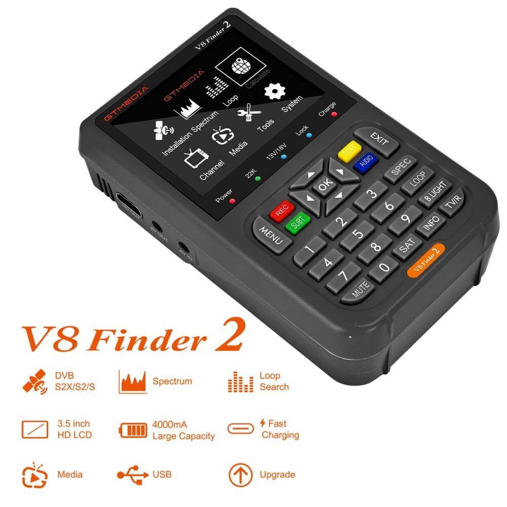 Profi Sat Finder GTMEDIA V8 3.5" LCD Satelliten Messgerät SATFINDER DVB-S/S2/S2X