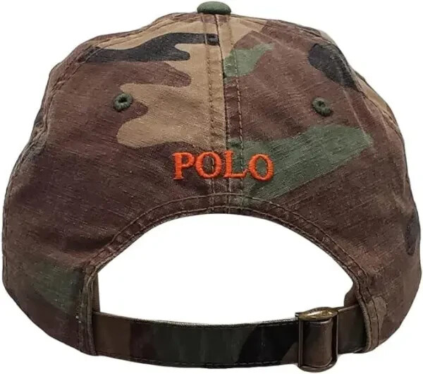 Cappello Berretto Polo Ralph Lauren Arancione Pony Camoflauge Regolabile Strapback Nuovo con etichette