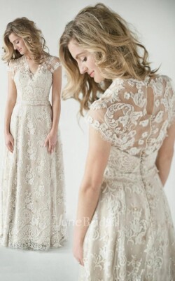 June Bridal Lace A-Line Boho Lace Wedding Dress Size 18w