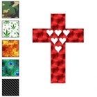 Cross With Hearts, Vinyl Decal Sticker, 40 Patterns & 3 Sizes, #4032