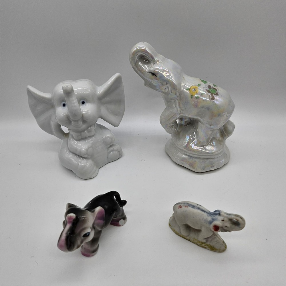 PORCELAIN ELEPHANTS FIGURINE DECOR Vintage - 4 Units