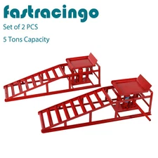 2-Pieces Car truck Service Ramp Lift Car Jack Hydraulic elevator 5 Ton  Red