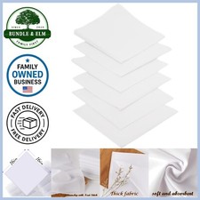 Cotton Handkerchiefs for Men 6 Pack 16x16in Soft White Gift Set