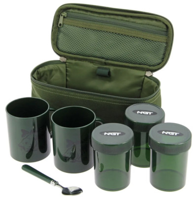 Angeln Brühset Carryall 2 Tassen 3 Kannen Teelöffel Etui Karpfengerät Camping