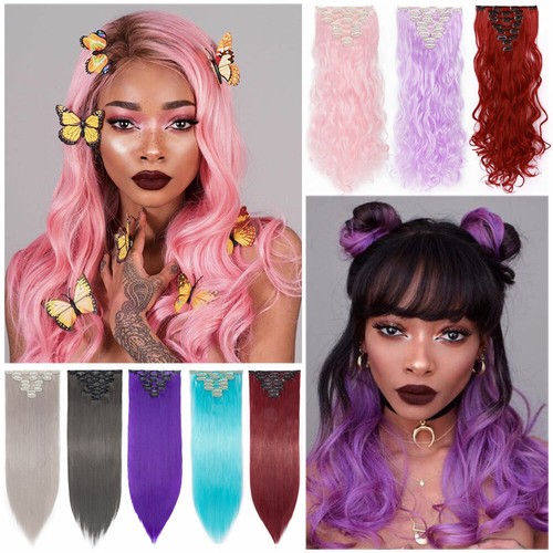 CLEARANCE Thick 8 Pieces/Set Clip In Hair Extensions Full Head Real as Human HYT - Picture 2 of 57