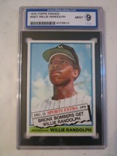 1976 WILLIE RANDOLPH #592T TOPPS BASEBALL CARD ISA GRADED MINT 9 TUB M
