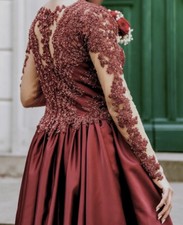 Bordeaux Rotes Abendkleid mit Spitze