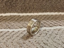 Wyoming state 90 silver Washington Quarters, coin ring, size 7-1/2 2007