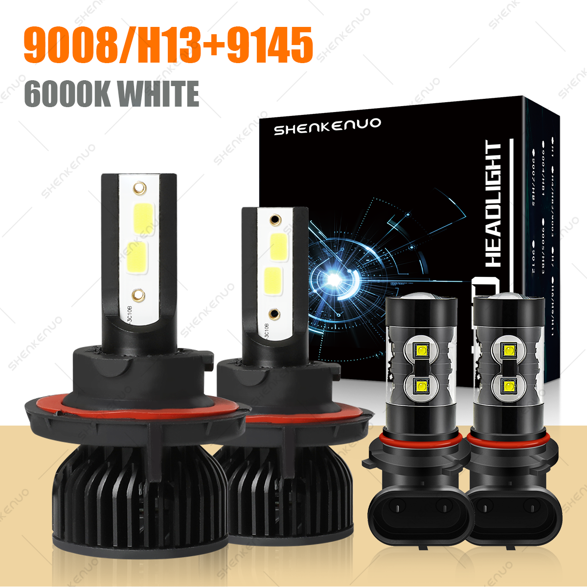 For Jeep Compass 2007 2008 2009 Combo 4x LED Headlights + Fog light White Bulbs