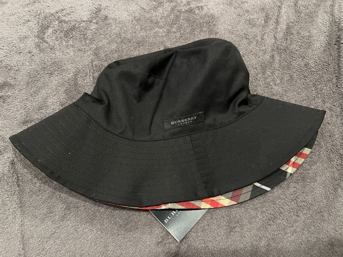 NWT Authentic Womens Burberry London Reversible Bucket Sun 