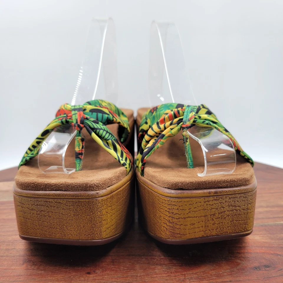 Sandalias Plantillas Montaña Blancas Para Mujer 11M Verde Marrón Tropical Gruesa Plataforma Foto 2 de 4