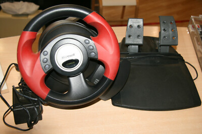 Microsoft Sidewinder Force Feedback PC Lenkrad rot mit Pedale