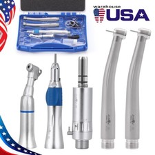 5Pc Dental High Low Speed Handpiece 1:1 Contra Angle Motor Kit Push button 2Hole