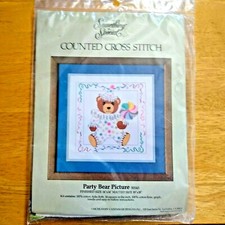 Something Special PARTY BEAR PICTURE Cross Stitch Kit 18" x 18" New Sealed Pkge