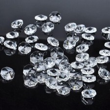 H D 50Pcs 18Mm Clear Crystal 2 Hole Octagon Beads Glass Chandelier Prisms Lamp H