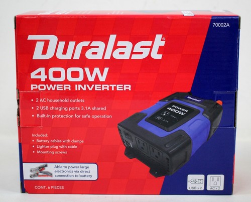 Duralast 400W Power Inverter 70002A ~ 2 AC Outlets and 2 3.1A USB Ports - NEW - Picture 2 of 5
