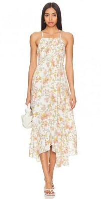 Free People There She Goes Floral Maxi Dress - V-Neck With Back Tie Detail