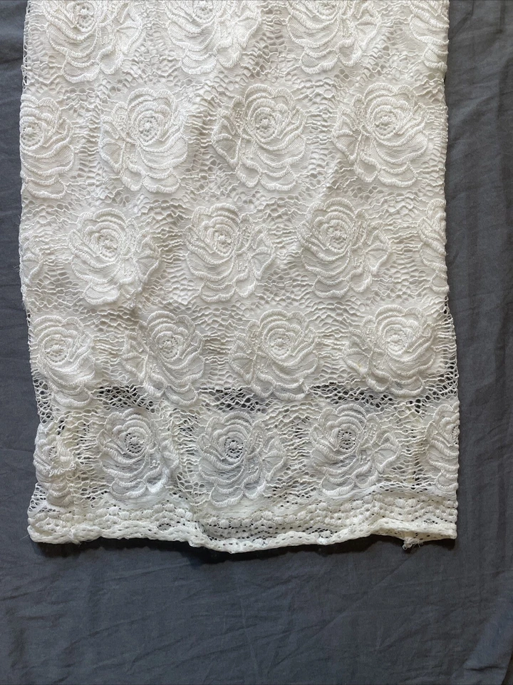 Vestido de Verano Papaya Blanco Crochet Encaje Tejido Floral Brodie Cambio Bodycon M Foto 2 de 4