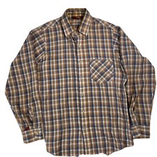 VTG Lee Plaid Shirt Mens Vintage M 70s Blue/ Tan Plaid Union Made In The USA