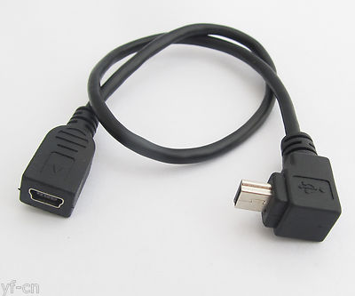 10x Mini B 5pin male 90 degree right angle up direction to female usb cable cord