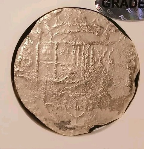 NGC Sao Jose Shipwreck Philip II 1500's Spanish Bolivia 8 Reales Silver Cob Coin - Picture 3 of 12