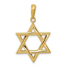 Paradise Jewelers Religious Solid 14K Yellow Gold Star of David Pendant 