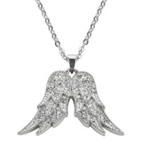Crystal Angel Wing Necklace Women's Stainless Steel Bling 63