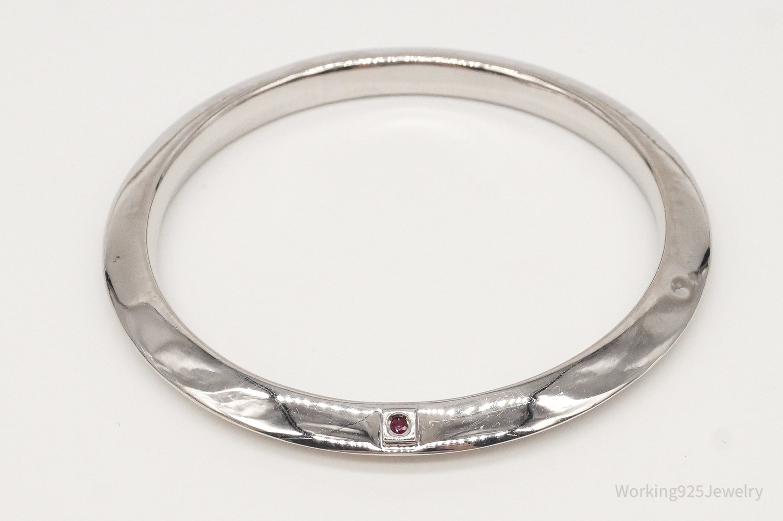 Designer ELLE Single Ruby Sterling Silver Bangle … - image 2