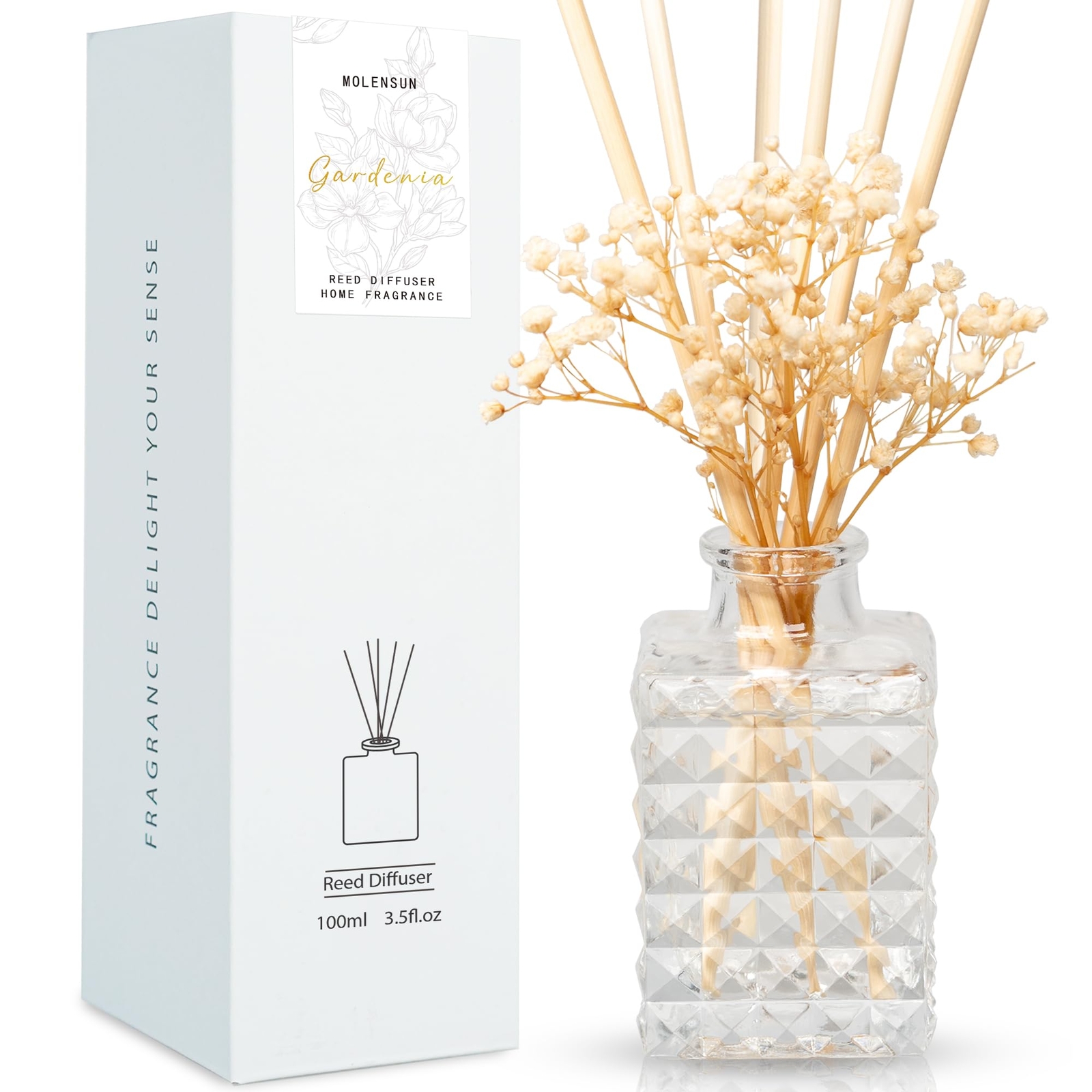 Reed Diffuser Set 3.5oz for Bathroom Guestroom & Gifts Relieve (Gardenia)-image
