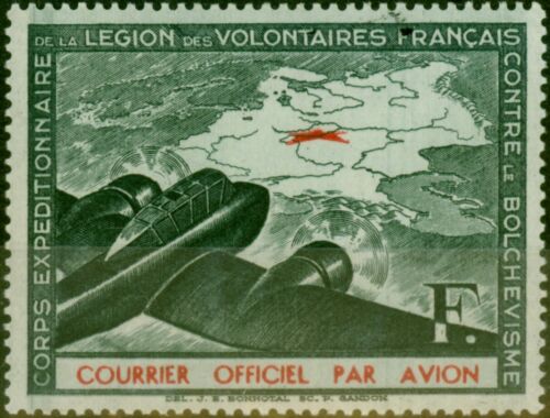 France 1941 WWII 1F Legion Volontaires Variety Overprint Omitted V.F MNH - Picture 1 of 1