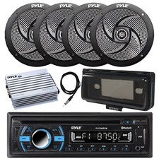 Pyle Marine CD Receiver, Amp, Cover, Antenna, 4x 5.25" 180W Boat Speakers
