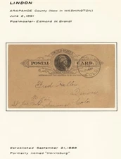 U.S., 1891. Colorado Postal History Town cds. UX9, Lindon - Denver