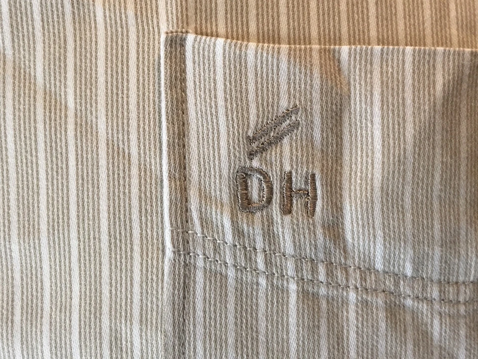 Men’s Daniel Hechter Paris 39 15 1/2 Medium Beige & White Thin Striped Shimmer - Image 4 of 4