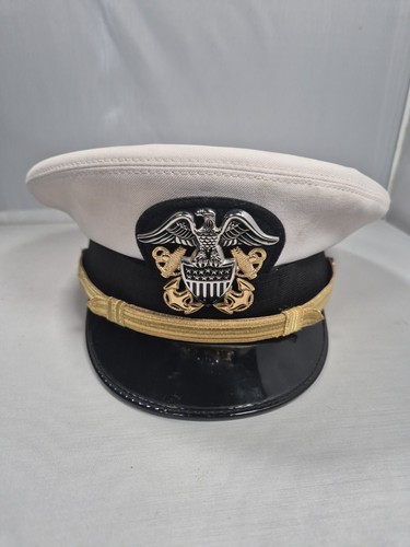 Vintage US Navy Officer White Dress Cap Bancroft Military Hat