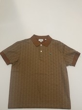 Lacoste Sport Men's Brown Geometric Cotton Knit Polo Short Sleeve Size 4