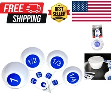 Select Plastic Measuring Cups, 1/4, 1/3, 1/2, and 1 cup, White and Blue