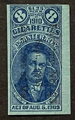 cigarette stamp Travelstamps: Series 1910 US Cigarette Tax Stamps Act of 1909 8 Cigarettes  Used