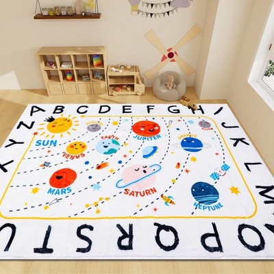 ABC Space Classroom Rug Elementary Rug,6'7'' x 9'2'' Non-Slip Solar System Alph...