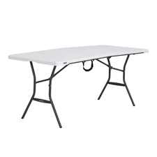 6-Foot Fold in Half Table, Light Commercial, White Granite